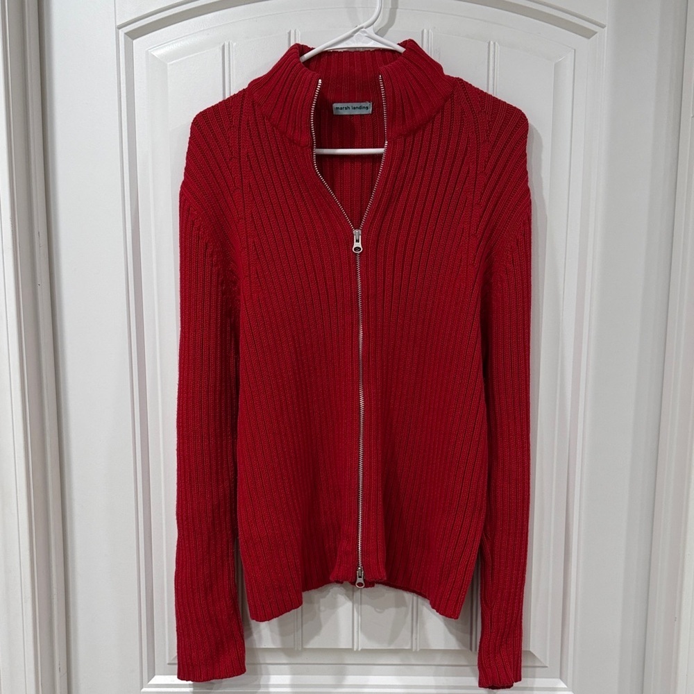 EUC Vintage Y2K Marsh Landing Red Zip-up Sweater Jacket